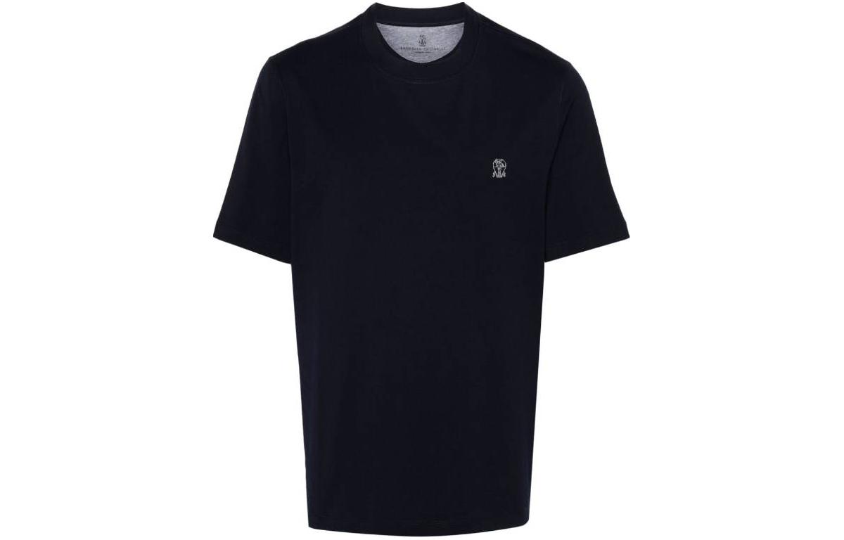 

Футболка из хлопка с принтом логотипа Brunello Cucinelli, синий