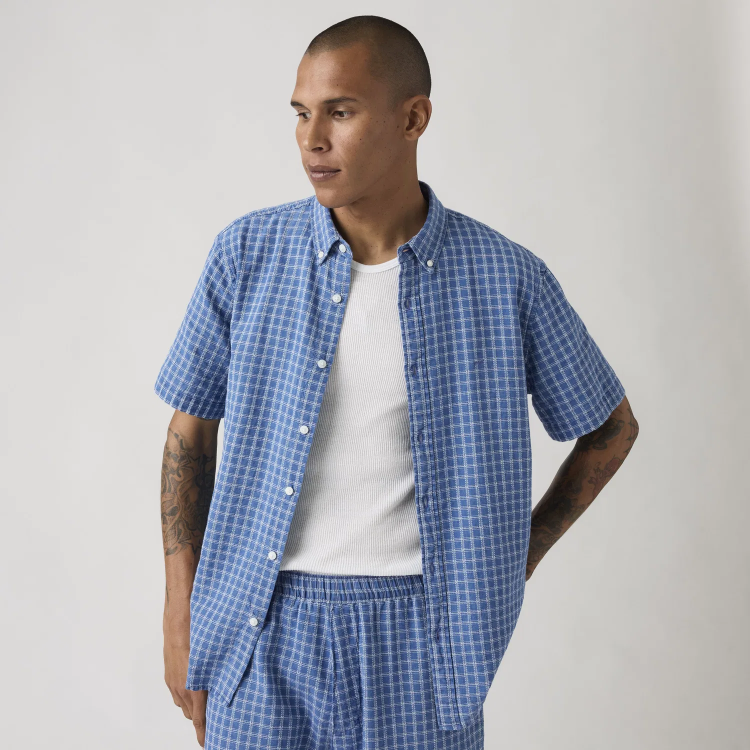 Оригинальная рубашка с коротким рукавом на пуговицах Levi's, Medium Wash