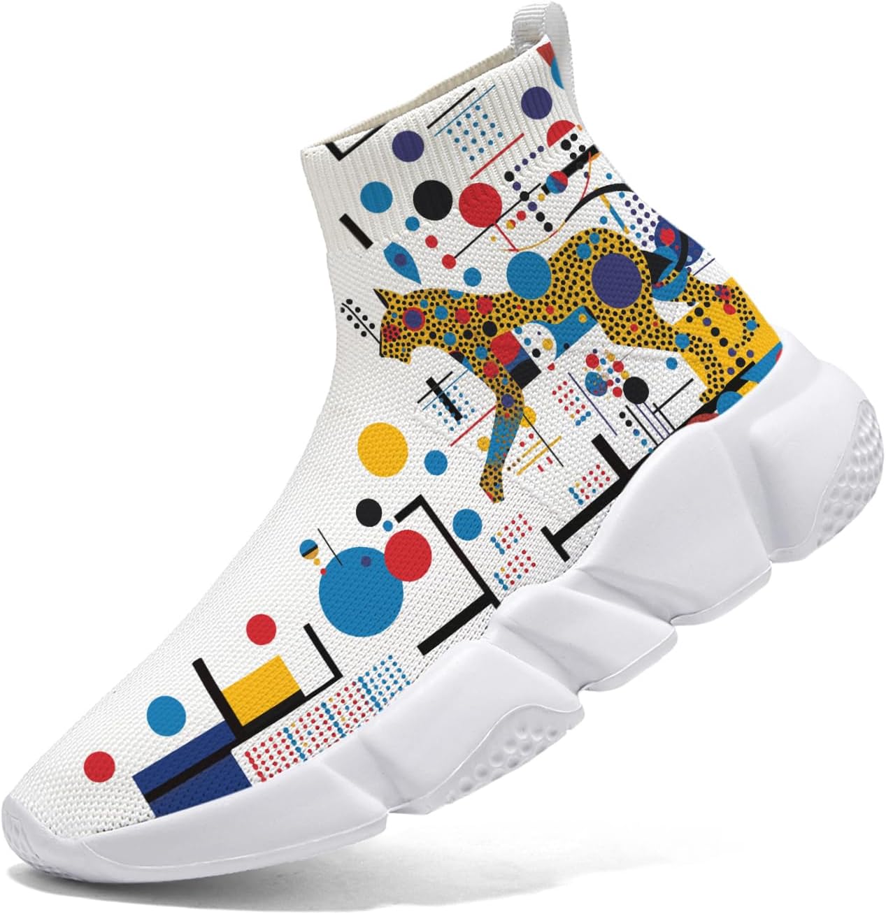 

Мужские носочные кроссовки Hetios в стиле Мондриан, трикотажные слипоны, спортивно-повседневные, расписанные граффити, Mondrian_20