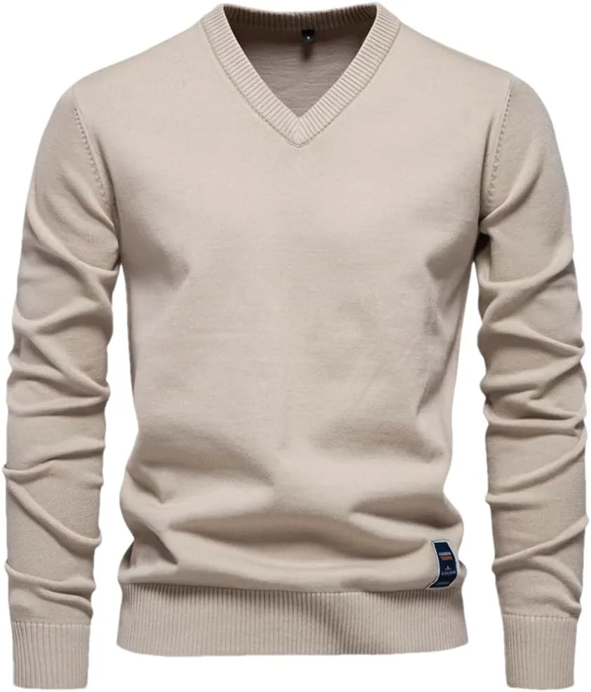 

Мужской вязаный свитер с V-образным вырезом