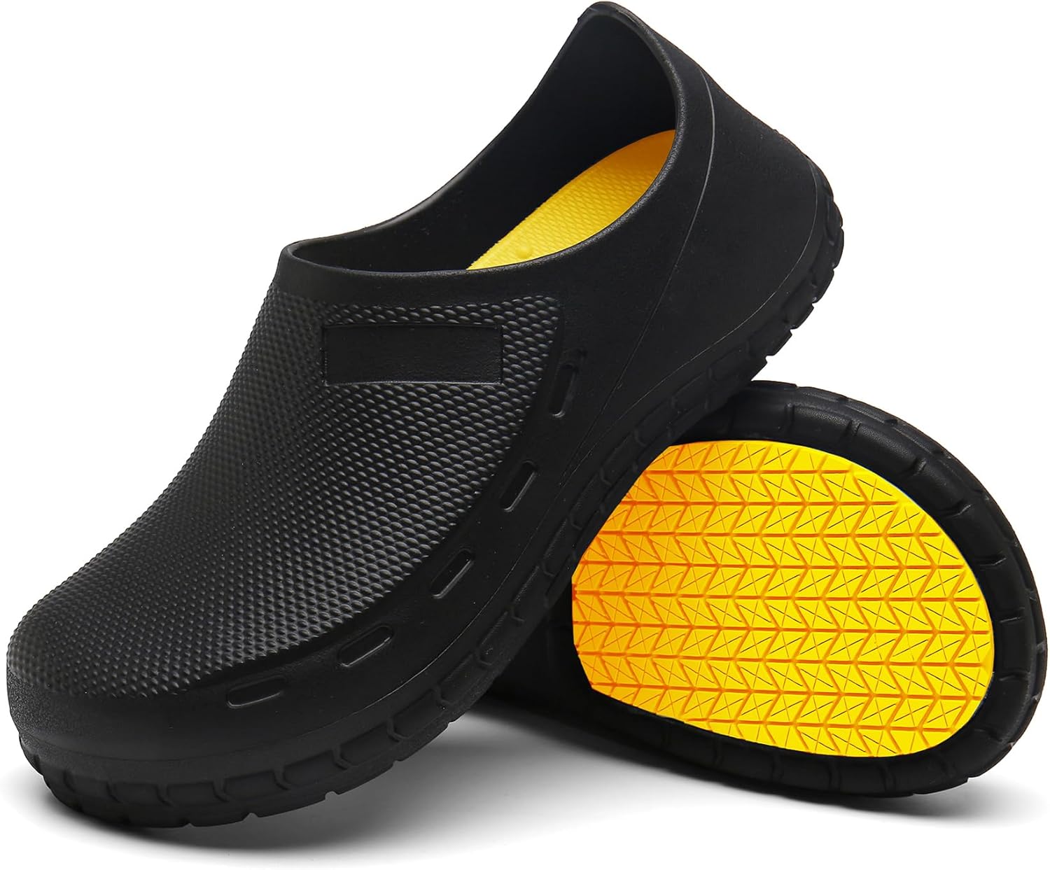 

FULORIS Мужские противоскользящие обувь для поваров, мужские туфли, водонепроницаемые сабо для мужчин, кухонные сабо, черный/желтый