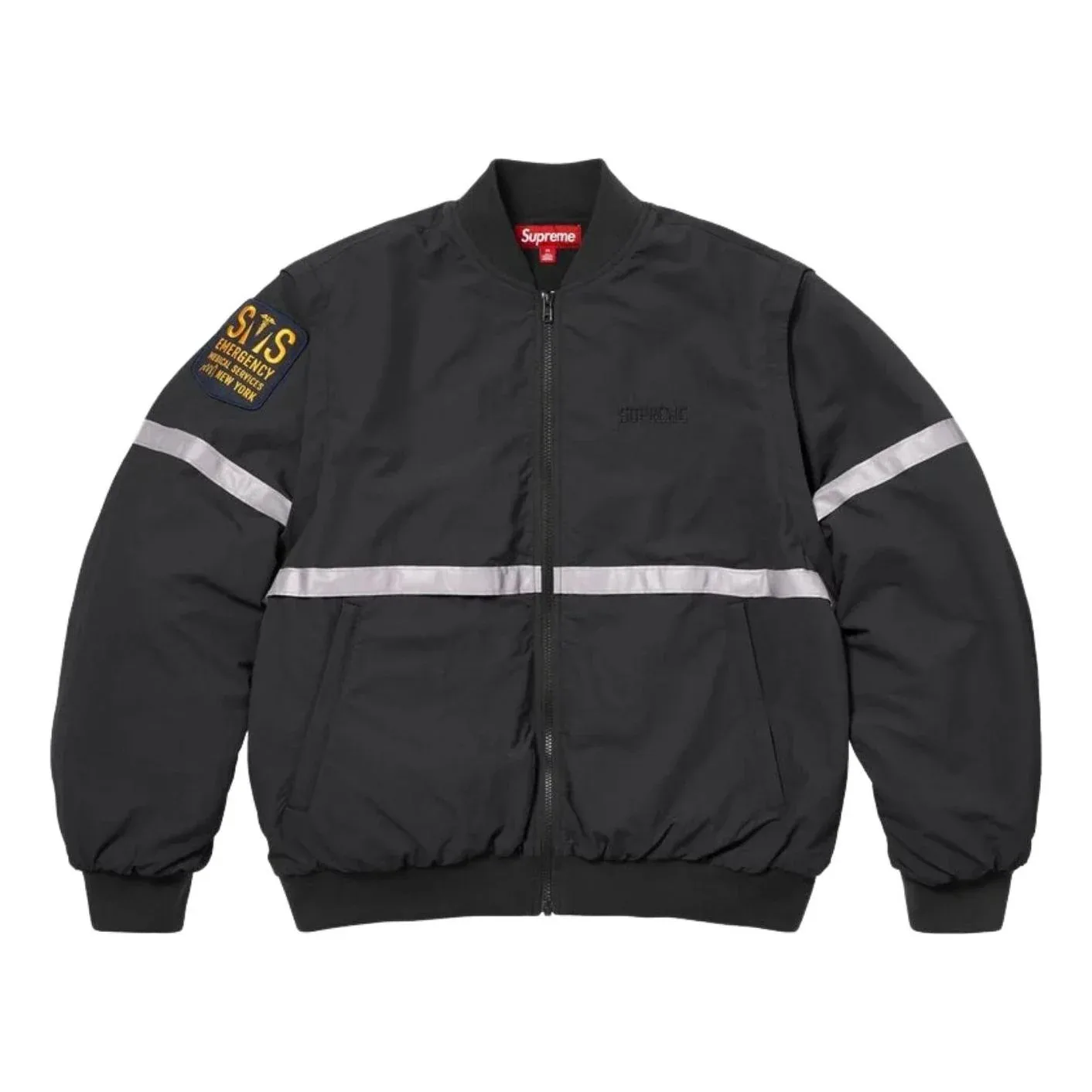 Куртка Supreme SS26 с отстегивающимися рукавами и светоотражающими полосами, черная