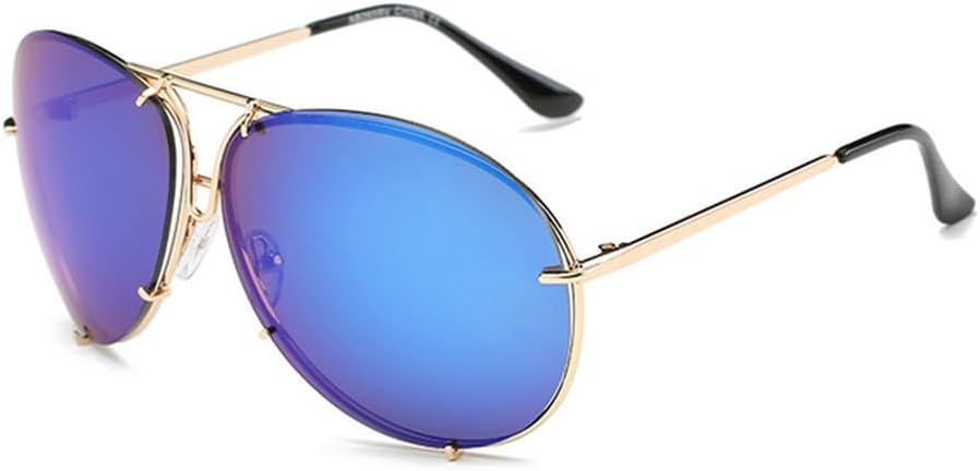 

Большие солнцезащитные очки для женщин, роскошные зеркальные металлические солнцезащитные очки, модные женские солнцезащитные очки с защитой от УФ-излучения UV400 generic, Gold-blue