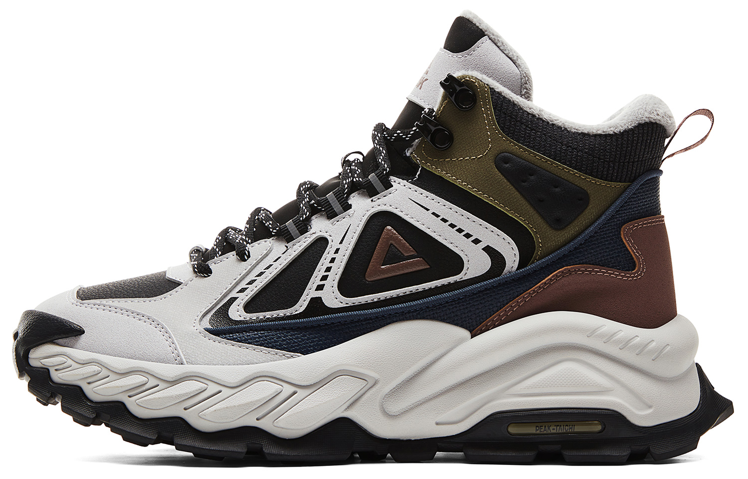 

PEAK Амортизирующие нескользящие кроссовки Mid-Top Outdoor для мужчин серо-черные светло-серый/черный, цвет Light Gray/Black