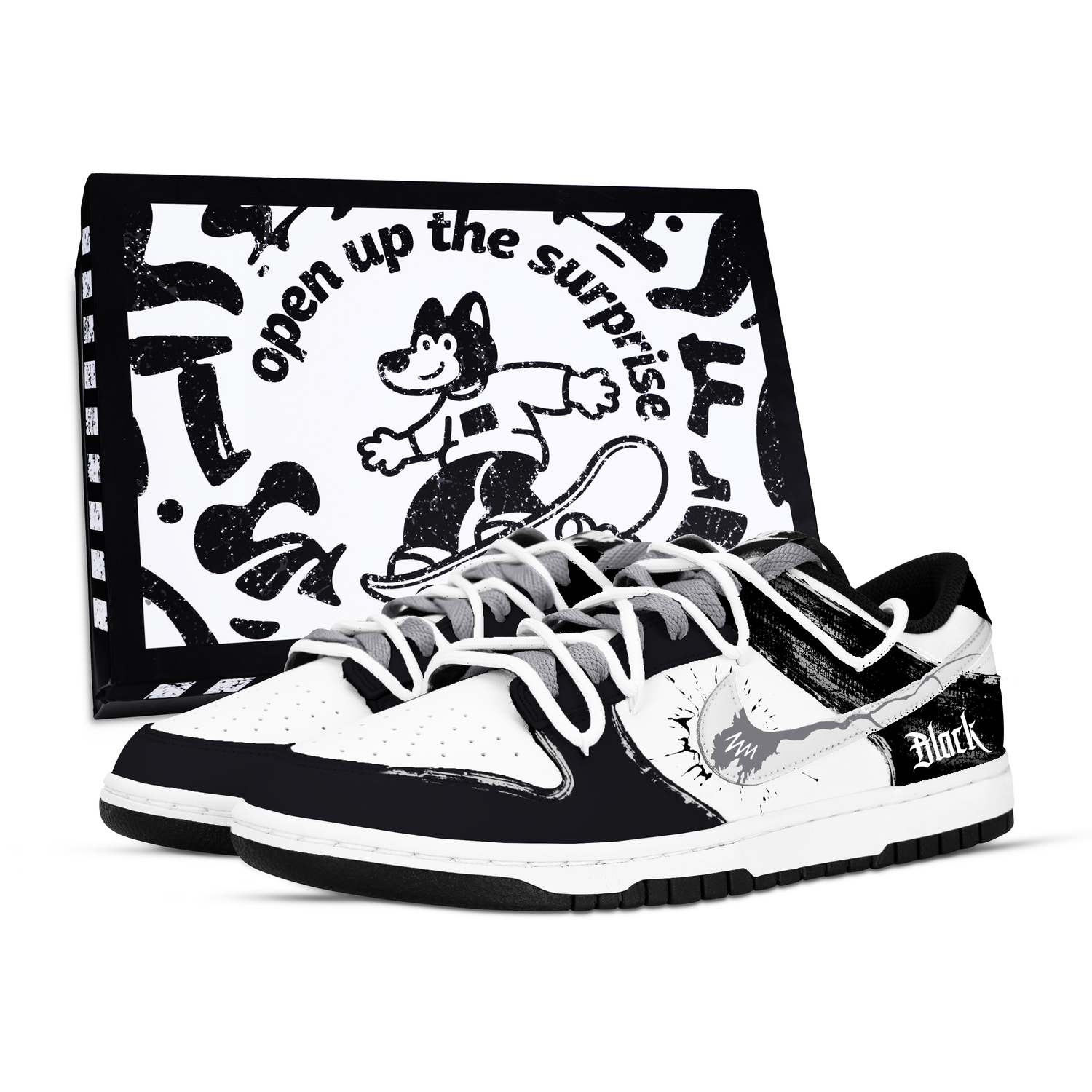 

Кроссовки для скейтбординга dunk dark current totem устойчивые к истиранию низкие унисекс Nike, черный/белый