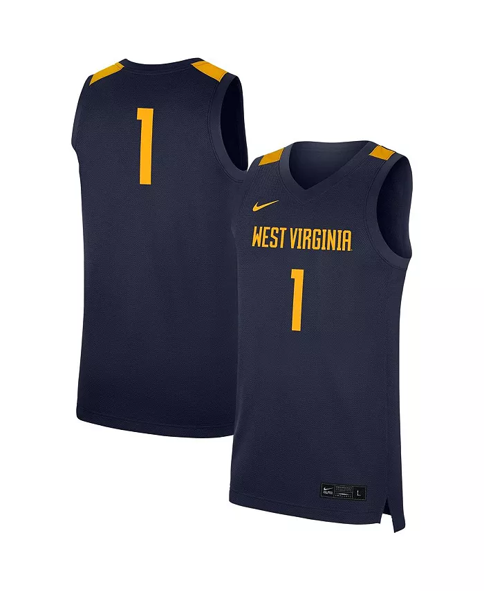 

Мужская реплика джерси #1 Navy West Virginia Mountaineers Nike