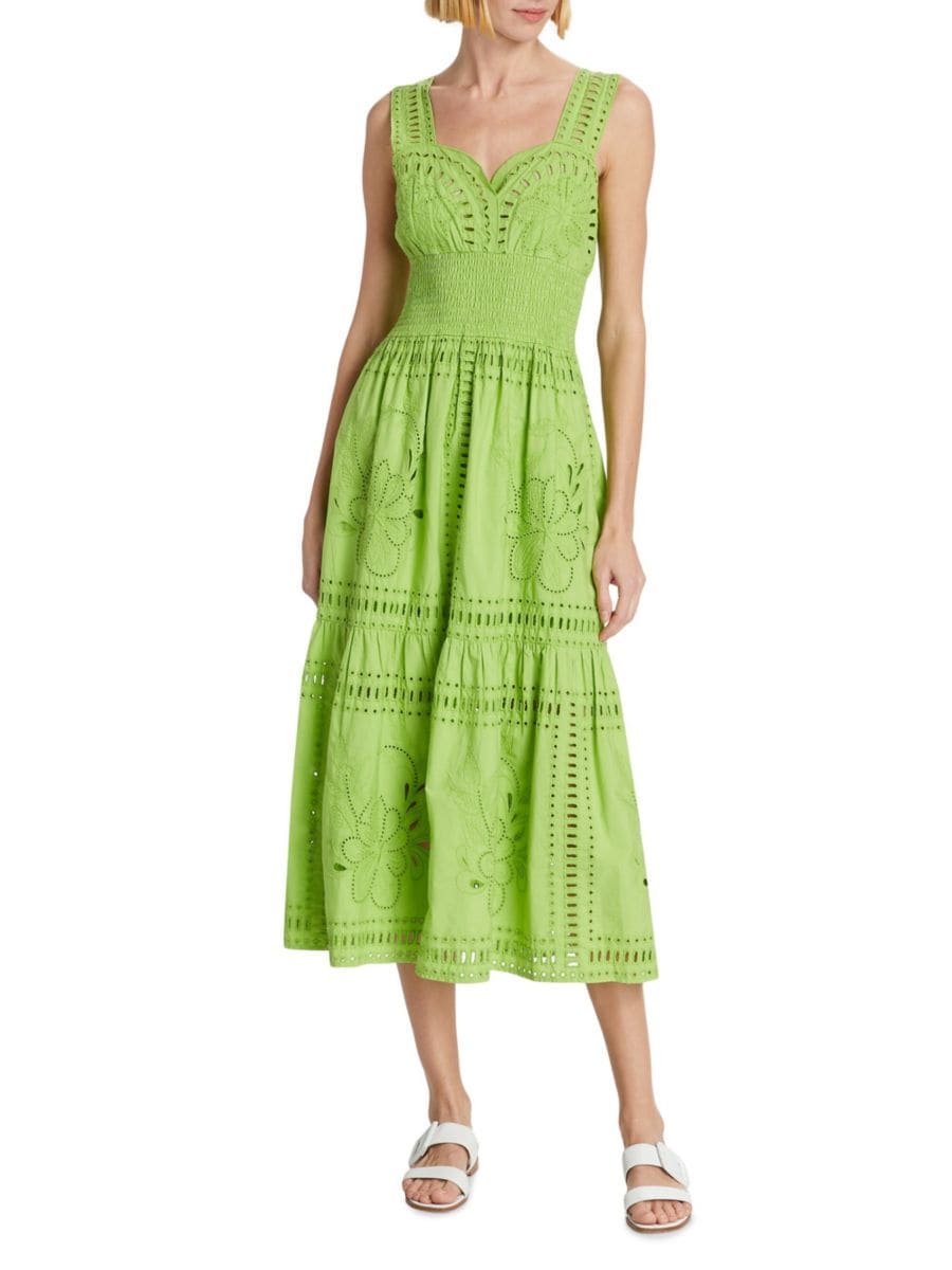 

Платье-миди с лифом Fawn Eyelet Sweetheart Rails, цвет Island Green