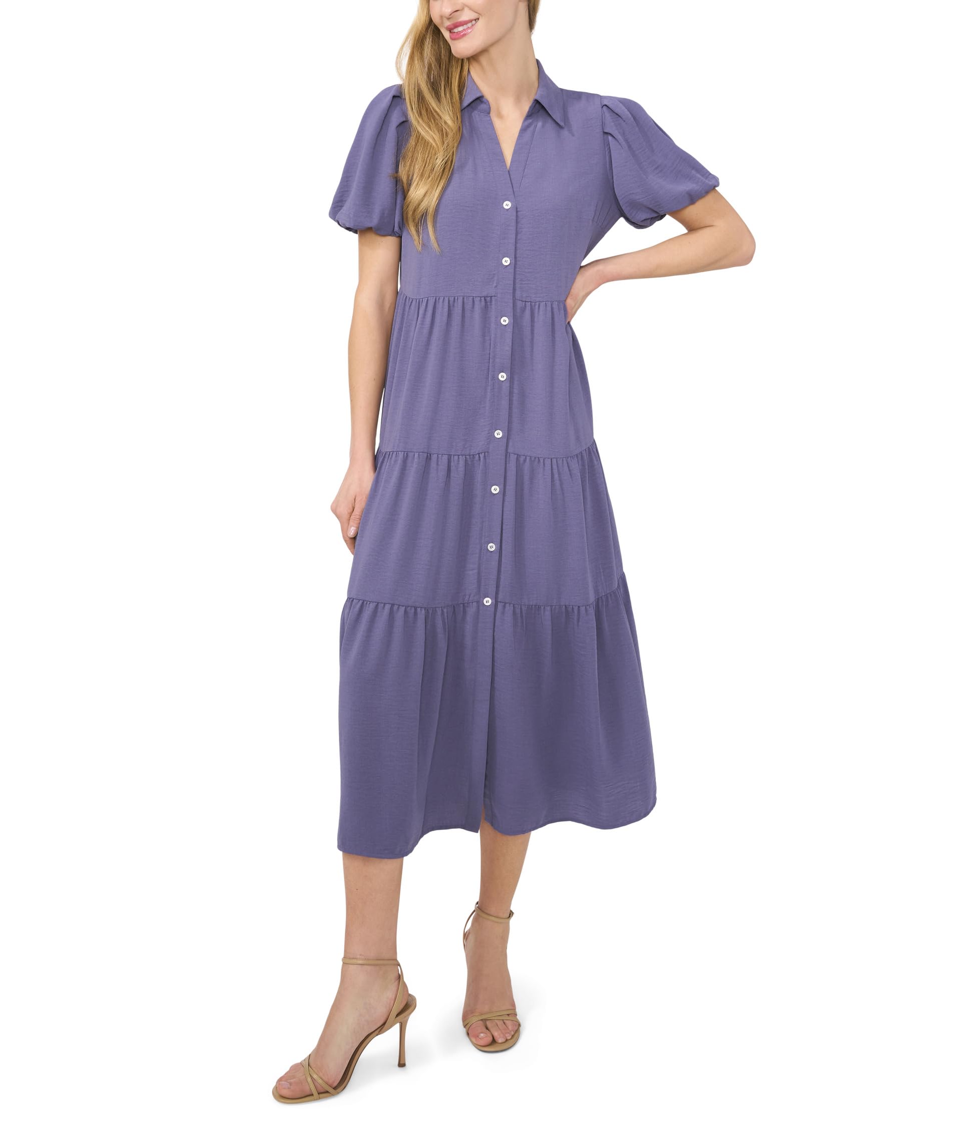 

Платье CeCe Short Sleeve Tiered Maxi Shirt Dress, Brisk Blue