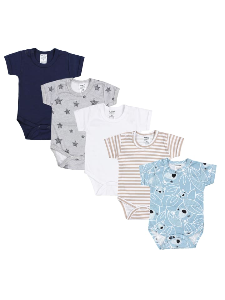 

TupTam Детские бодики с короткими рукавами для мальчиков, комплект из 5 штук, сине-белые