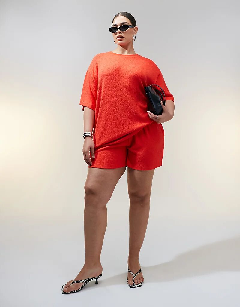 

Текстурированные трикотажные шорты ASOS DESIGN Curve красного цвета — часть комплекта Asos Curve