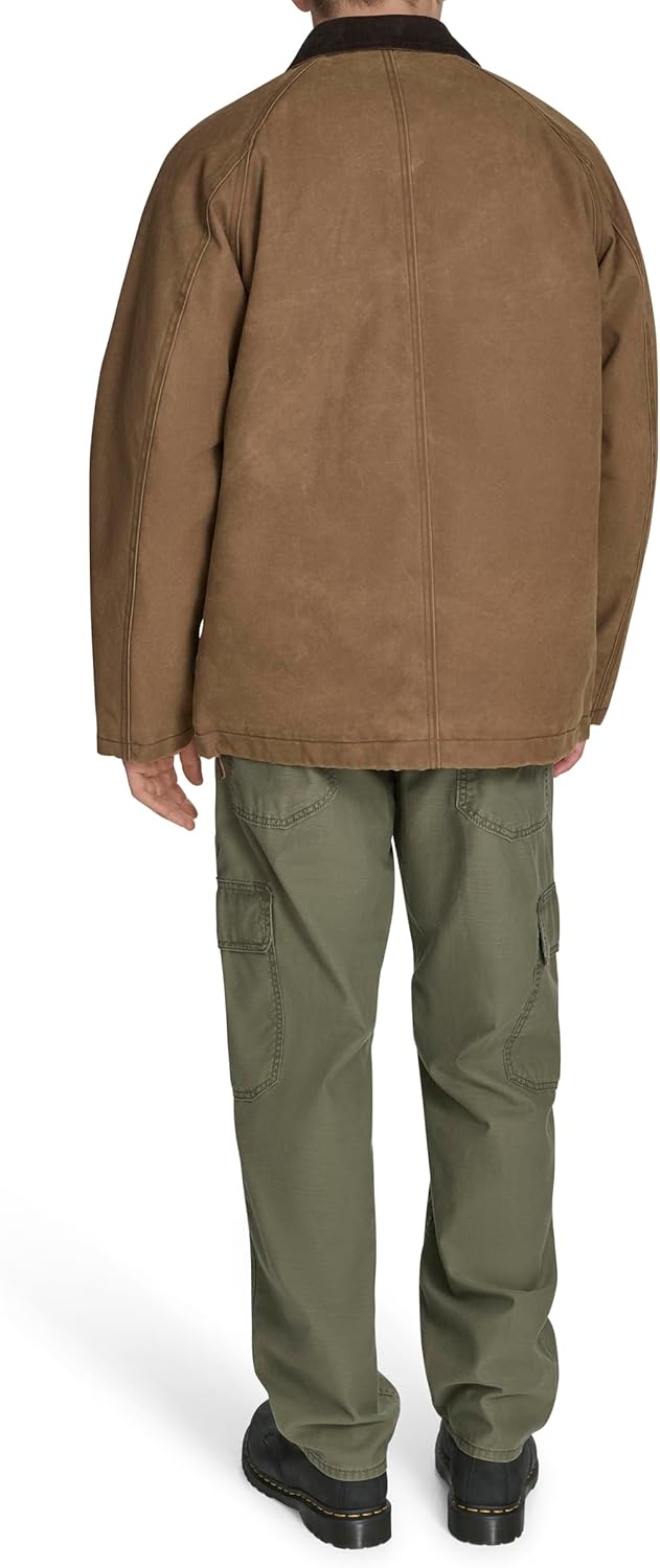 Мужская хлопковая куртка Levi's Barn с вельветовым воротником, Brown Wax Look — фото 4