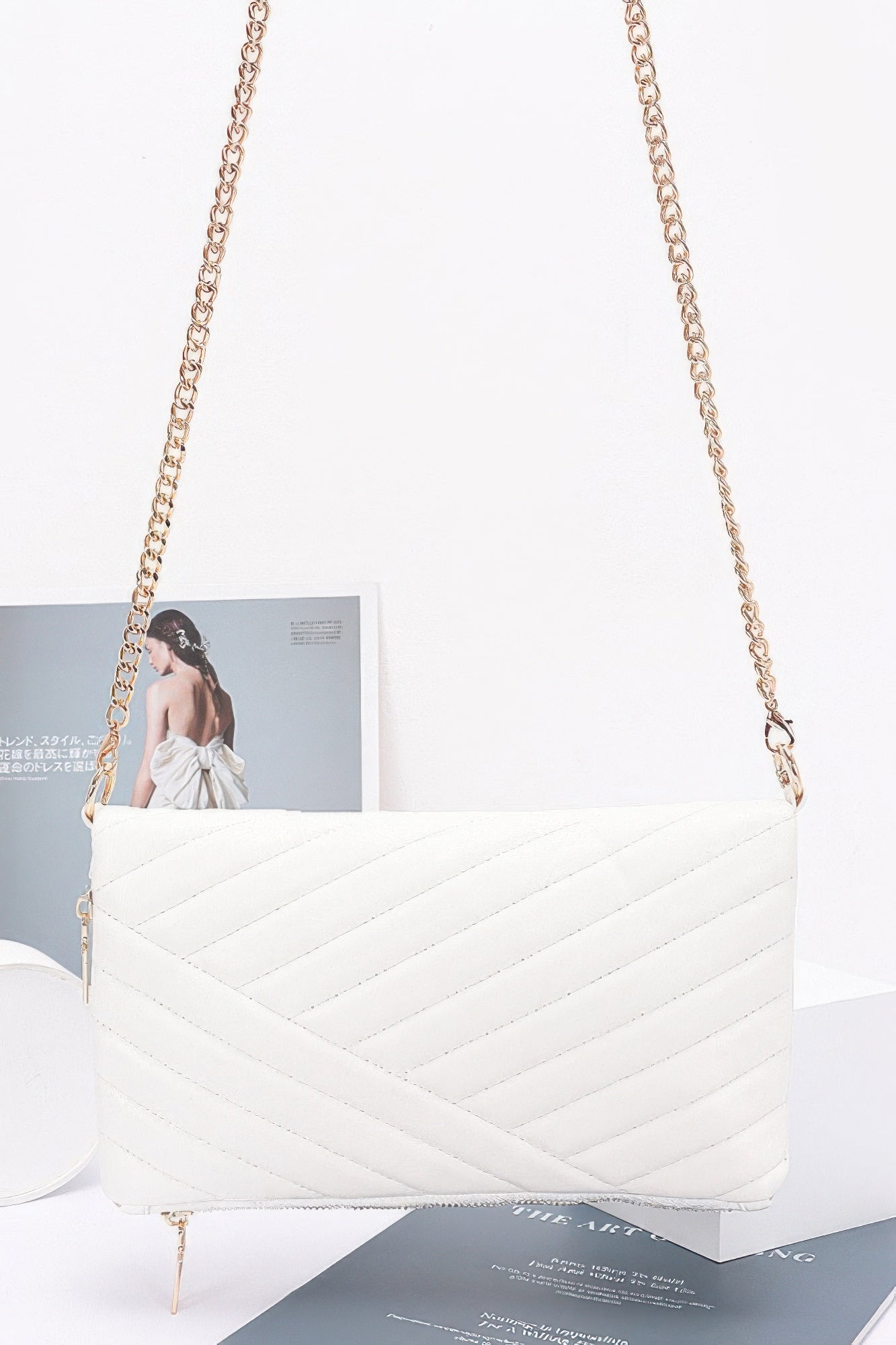 

Стеганая искусственная кожа клатч-конверт FASHNZFAB, белый