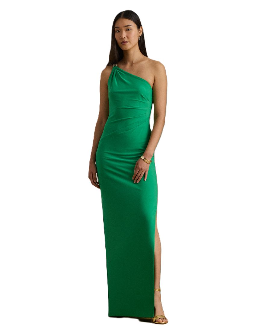 

Женское трикотажное платье на одно плечо Lauren Ralph Lauren, Stem Green