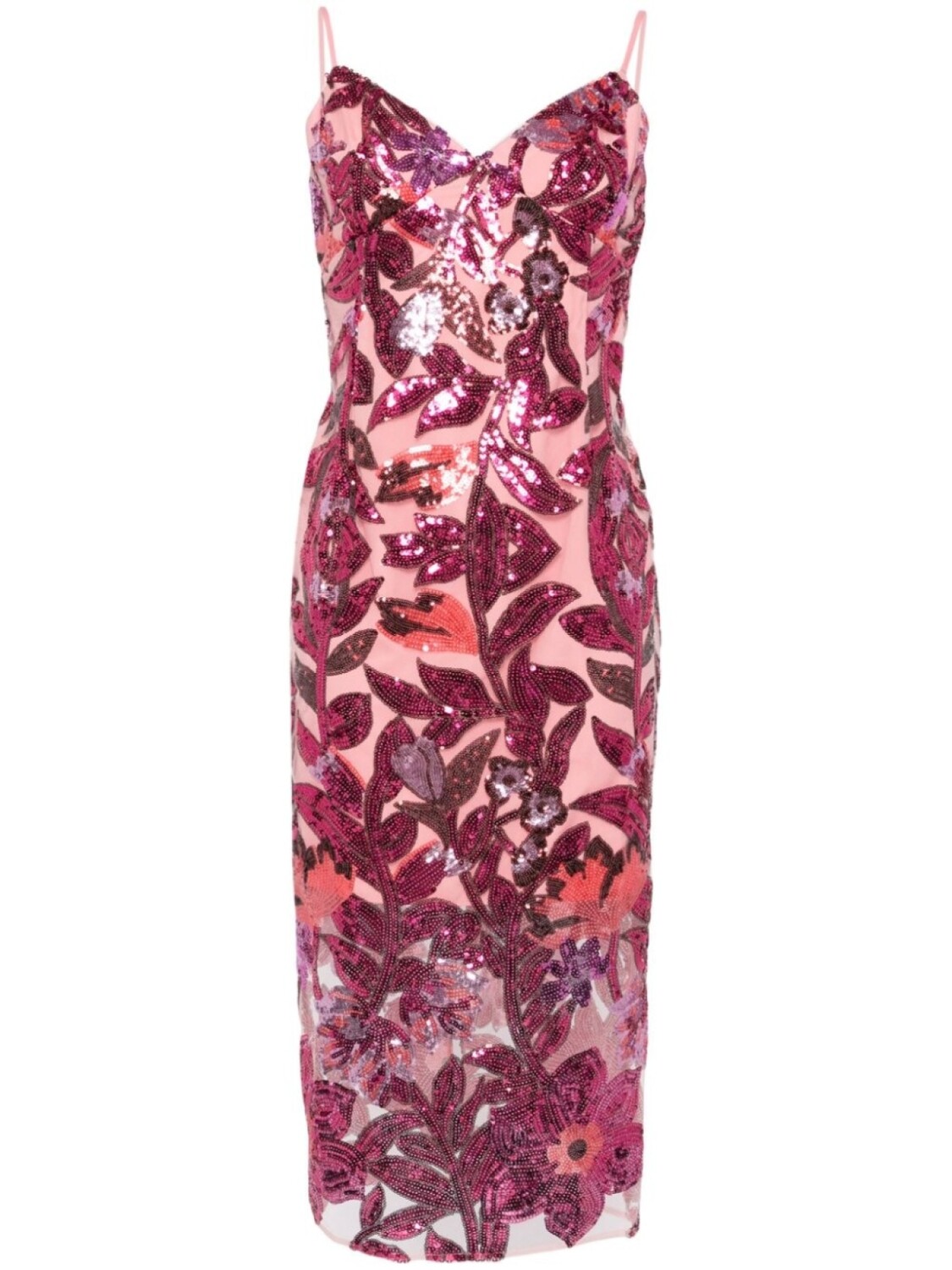 

Marchesa Notte платье Botanical с пайетками, розовый