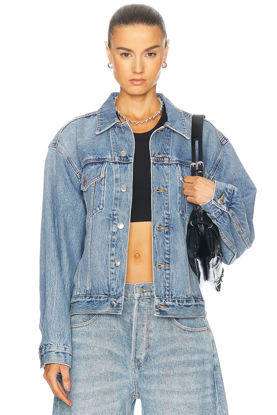 

Куртка дальнобойщика Alexander Wang, цвет Vintage Light Indigo