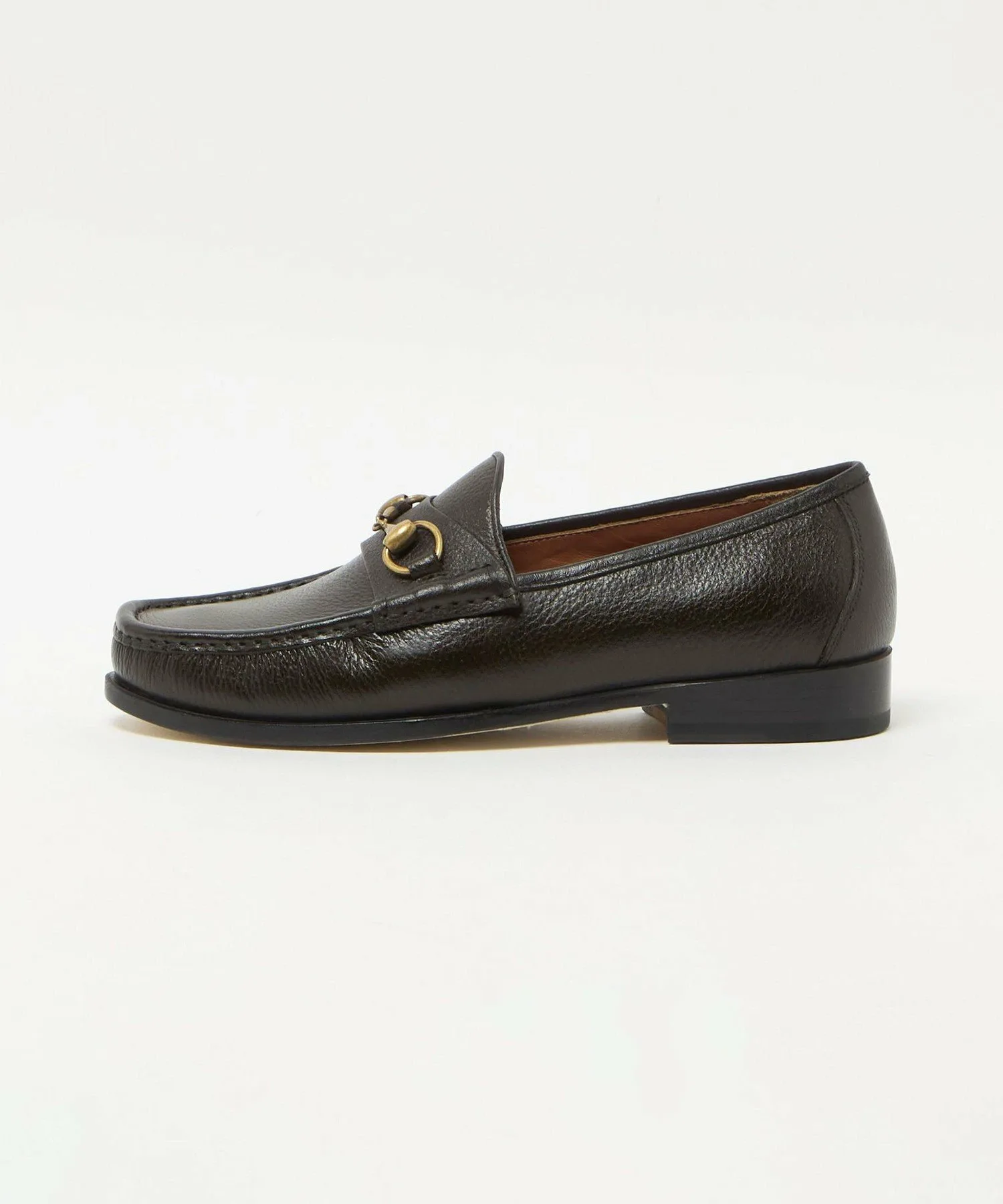 Лоферы из зернистой кожи с узким ремешком United Arrows, DK.BROWN