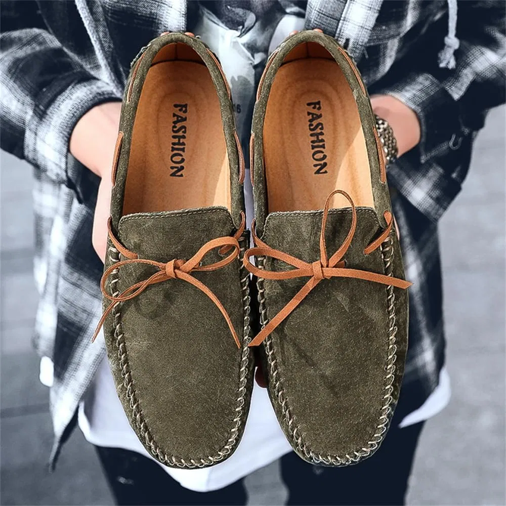 Лоферы замшевые мужские, Moccasins Slip On, армейский зеленый Abborora — фото 2