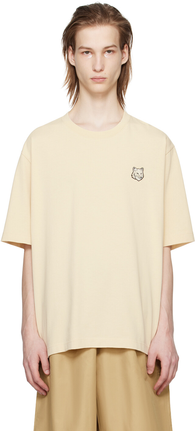 

Бежевая футболка с головой лисы Maison Kitsune