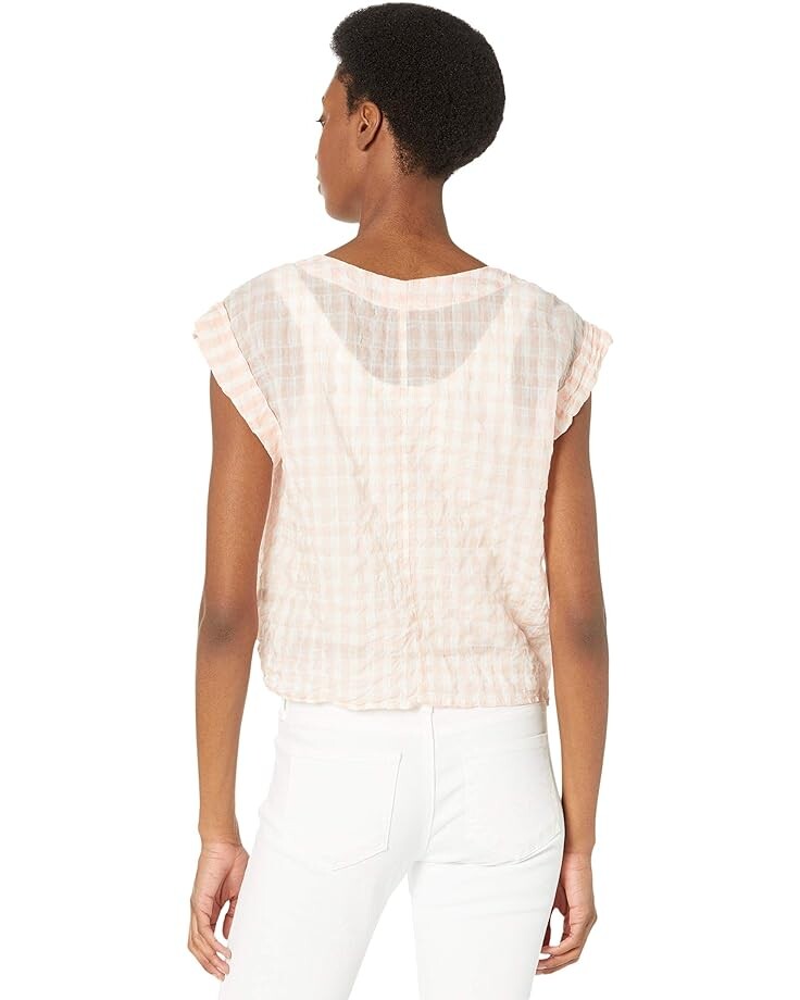 

Топ bella dahl Roll Sleeve Tie Front Top, цвет Spanish Rose Check