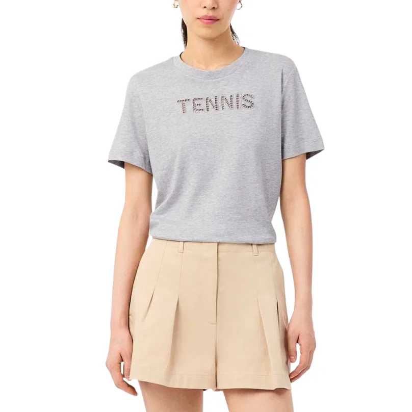 Футболка LACOSTE Regular Women's, для женщин, серый — фото 4