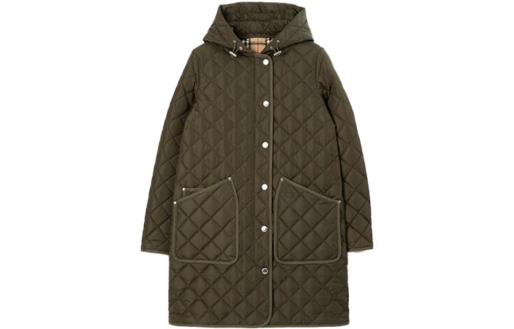 

Burberry Стеганое пальто с капюшоном, Dark Army Khaki