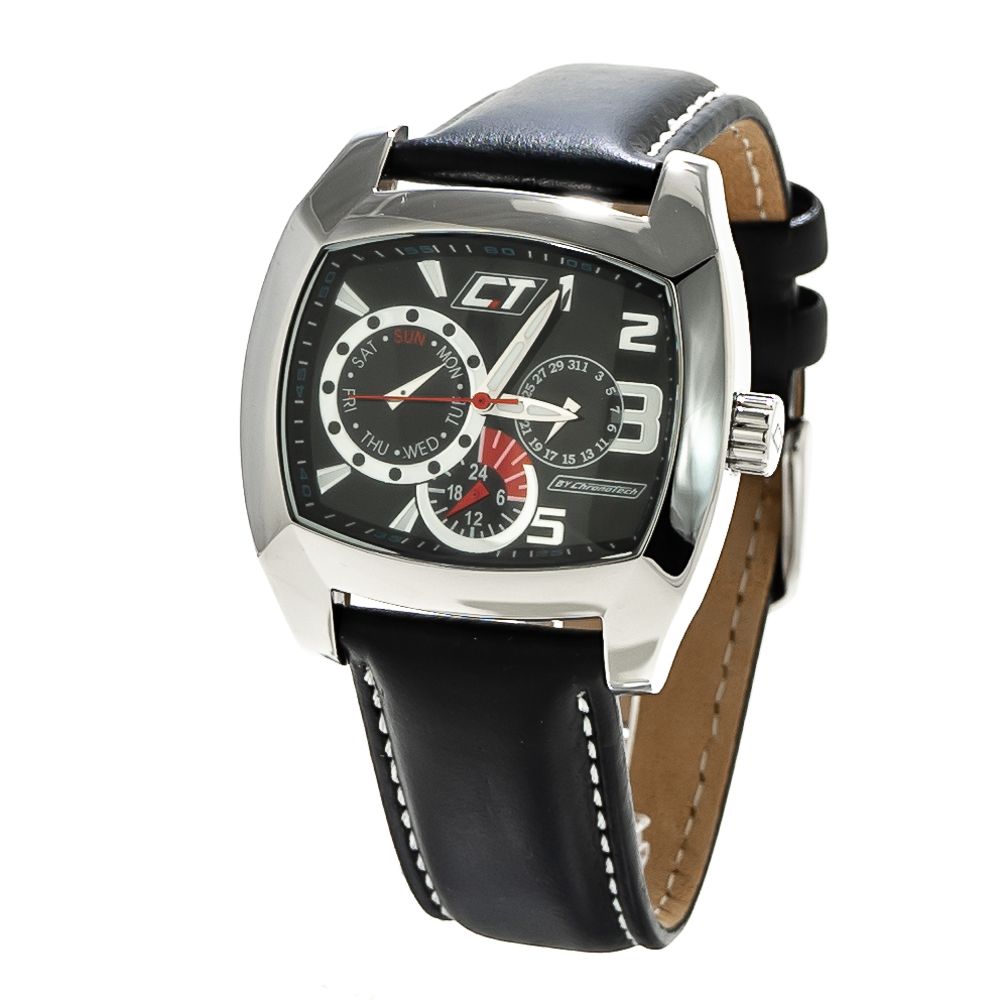 

Черные кожаные часы Chronotech