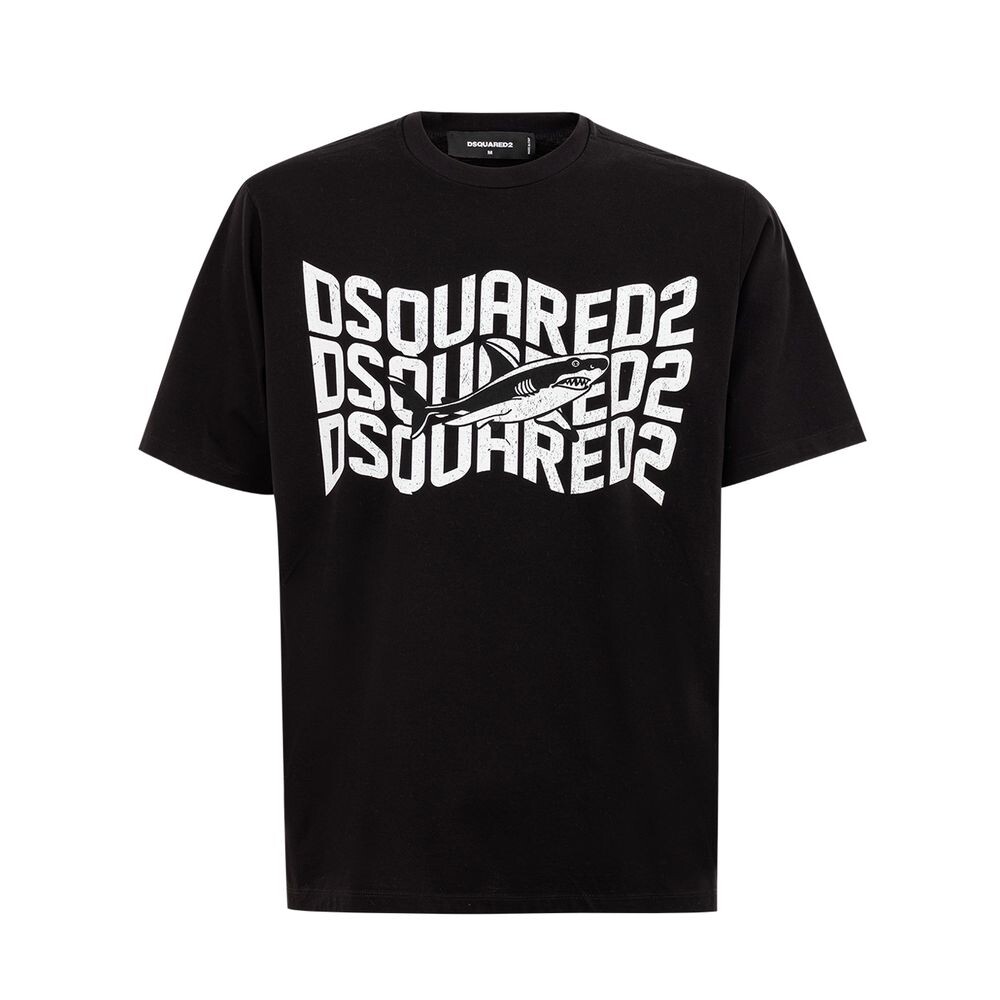 

Элегантная черная хлопковая футболка для мужчин Dsquared2
