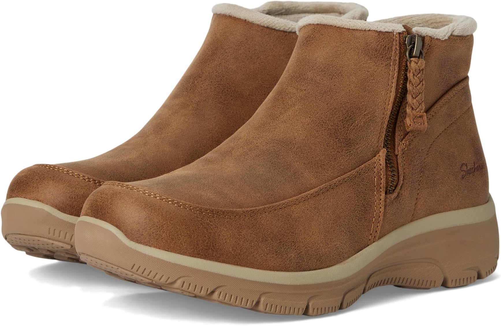Ботинки женские SKECHERS Easy Going из гладкой веганской кожи, каштановый