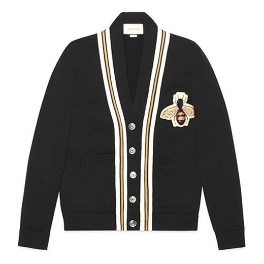 

Свитер bee patch cardigan 'black' Gucci, черный