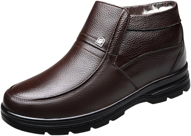 

Мужские теплые хлопковые кроссовки - шнуровка, круглый носок, плоская подошва для работы - с искусственным мехом внутри - удобные и мягкие - подходят для осени и зимы Spkfhd, коричневый