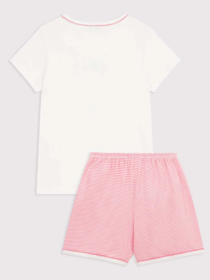 Пижама хлопковая PETIT BATEAU, белый/розовый — фото 2