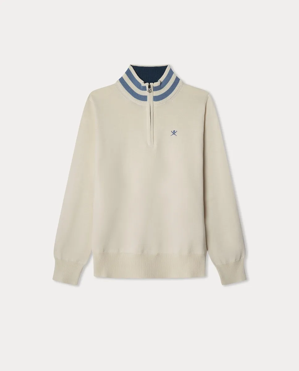 

Детский свитер с половинной молнией Hackett, светло-бежевый