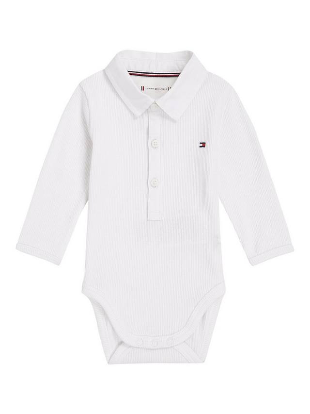 

Боди с ребристым воротником с детским логотипом Tommy Hilfiger, белый