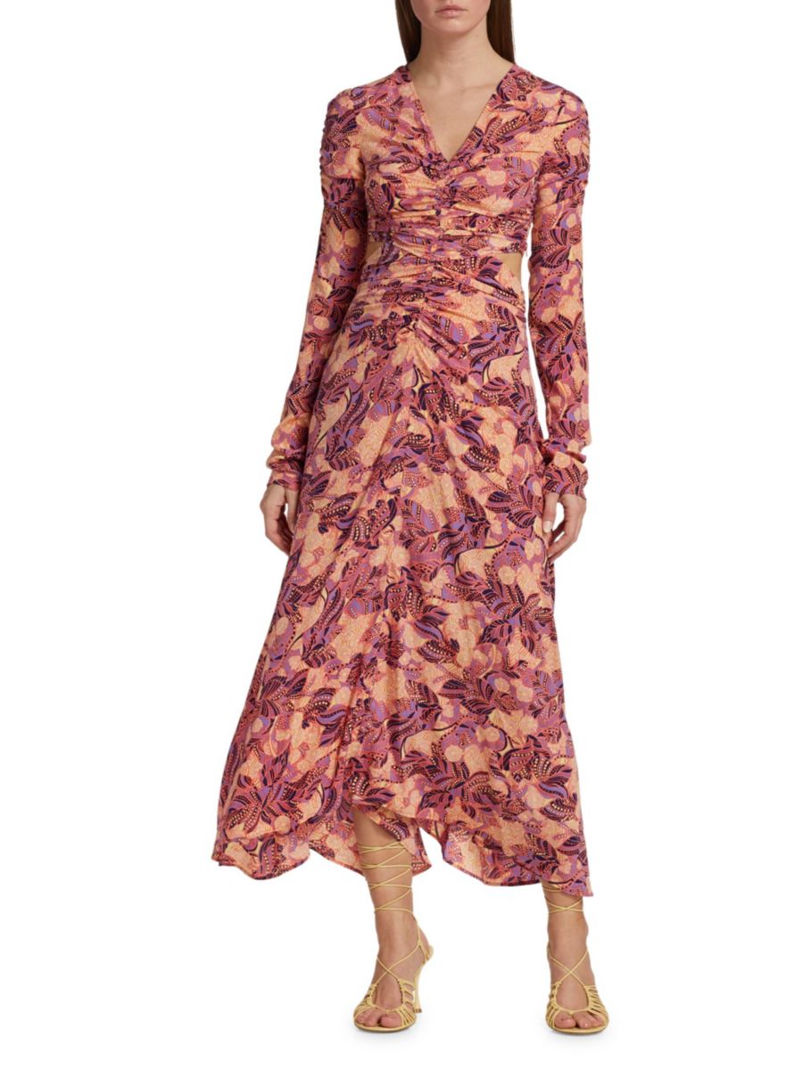 

Платье миди Mona с рюшами A.L.C., розовый/мульти