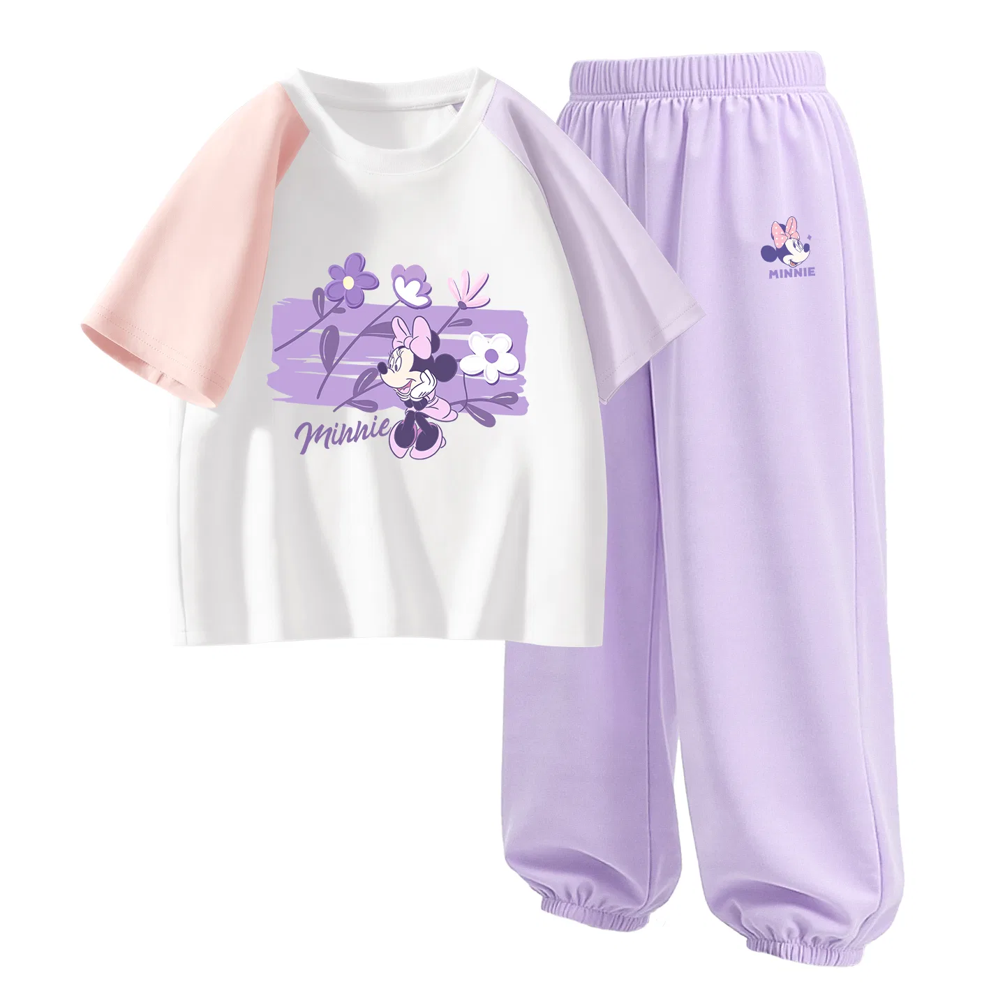 Детская повседневная спортивная футболка с круглым вырезом Disney, Di Chao Pollen Purple+Dini Knot K Taro Purple