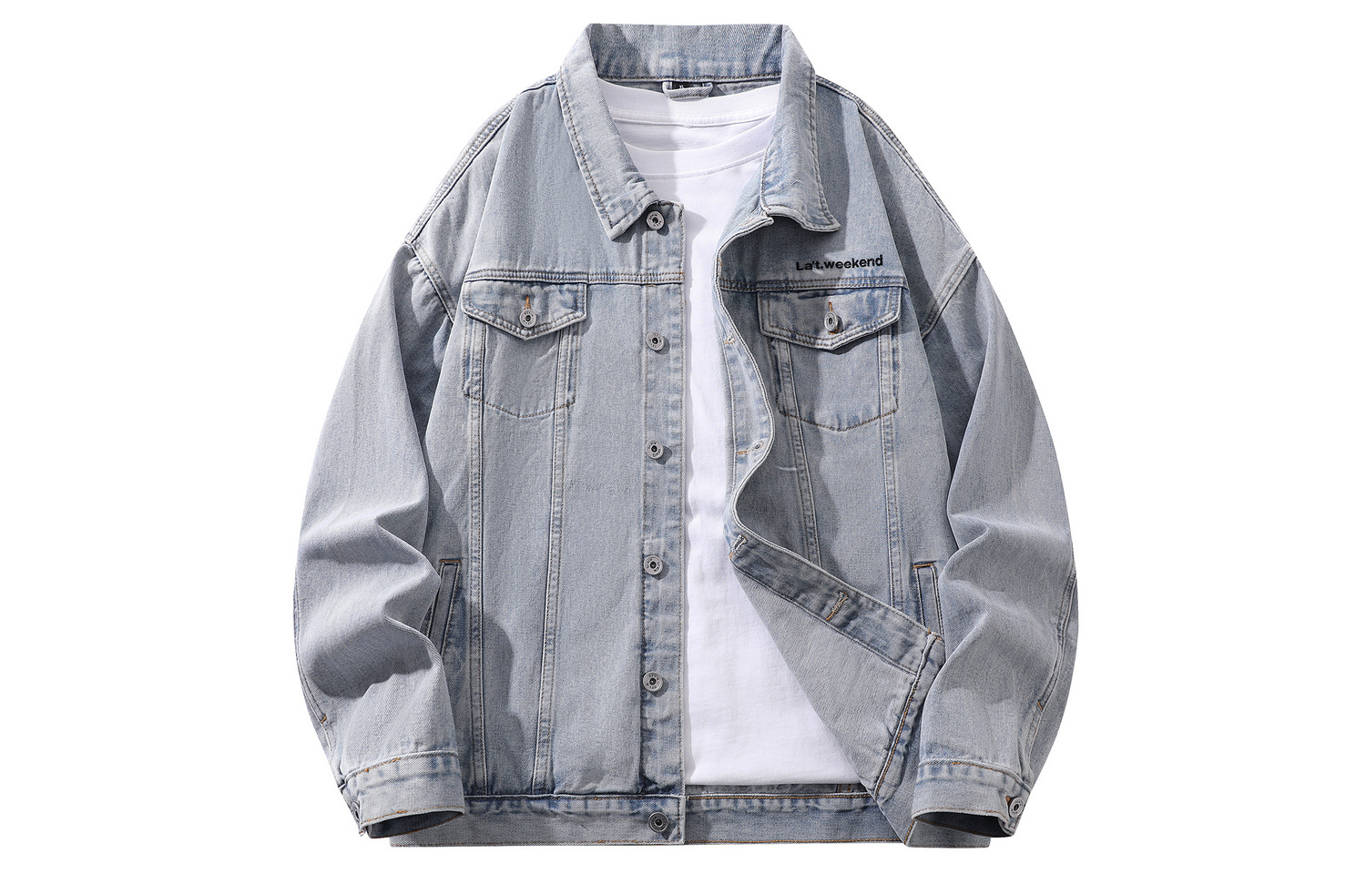 

LA'T.WEEKEND Джинсовая куртка осенняя унисекс, Blue Denim Lapel