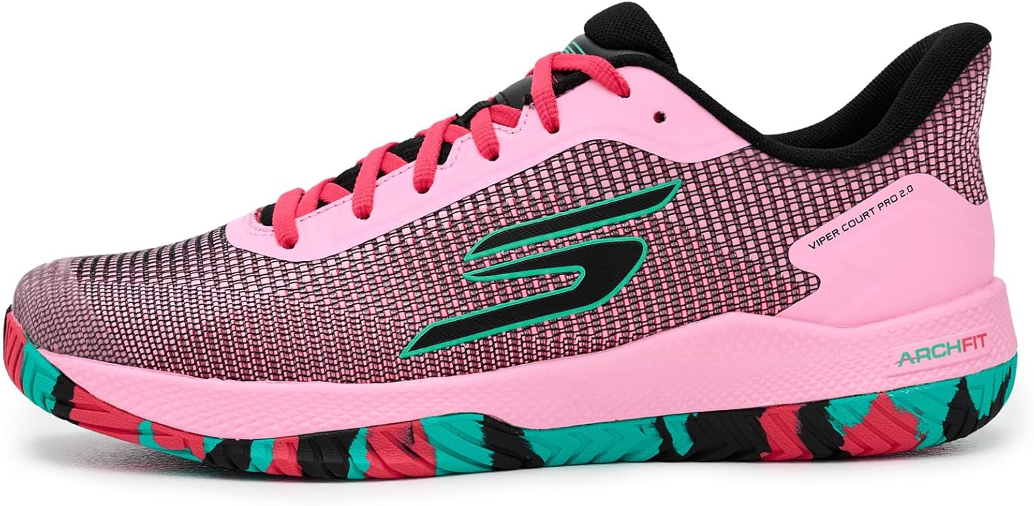 Кроссовки Skechers для мужчин Pickleball Viper Court Pro 2.0, черный/розовый — фото 4