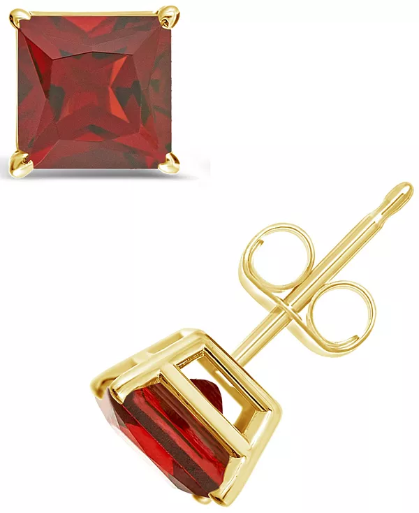 

Серьги-Гвоздики с драгоценными камнями принцессной огранки из 14-каратного желтого золота Macy'S, garnet