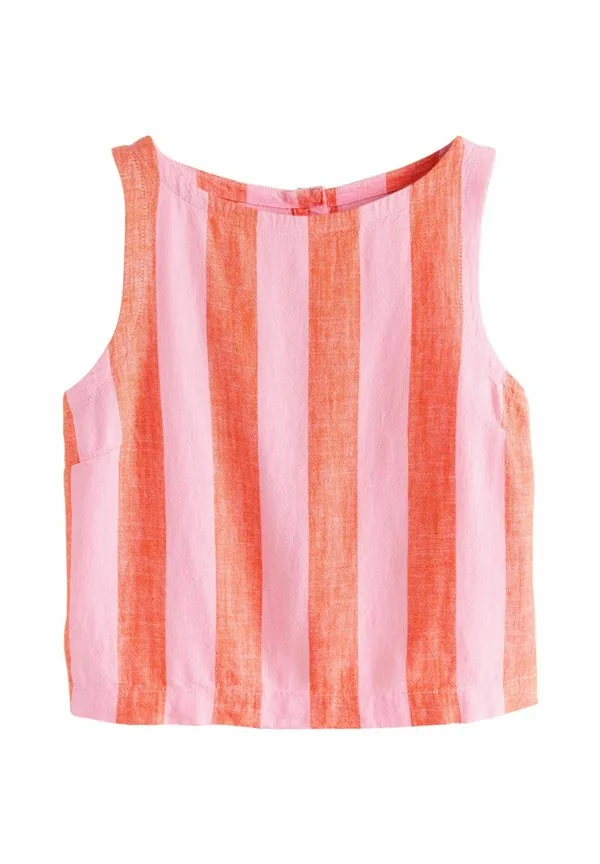 Блузка прямого кроя из искусственной кожи Next, Pink/Orange Stripe — фото 4