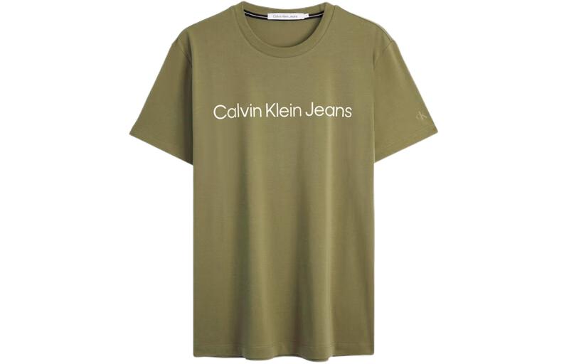 Футболка CALVIN KLEIN мужская, цвет пачули зеленый, оттенок наложенный аромат зеленый — фото 2