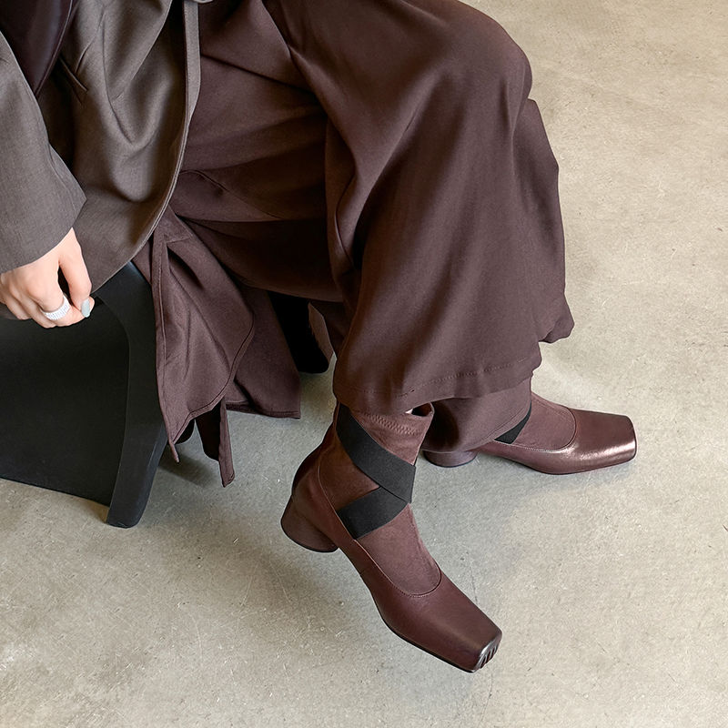 Yeezyy Reezy Женские коричневые полусапожки на каблуке 4,5 см, цвет Brown — фото 3