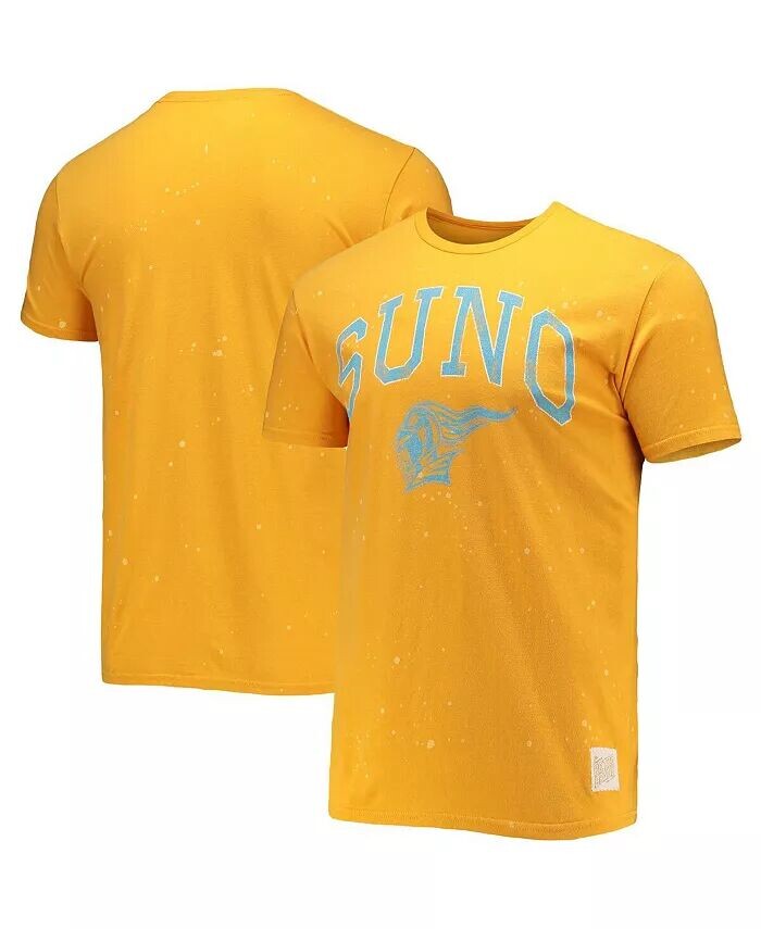 

Мужская золотая футболка Southern University at New Orleans Knights Bleach Splatter Original Retro Brand