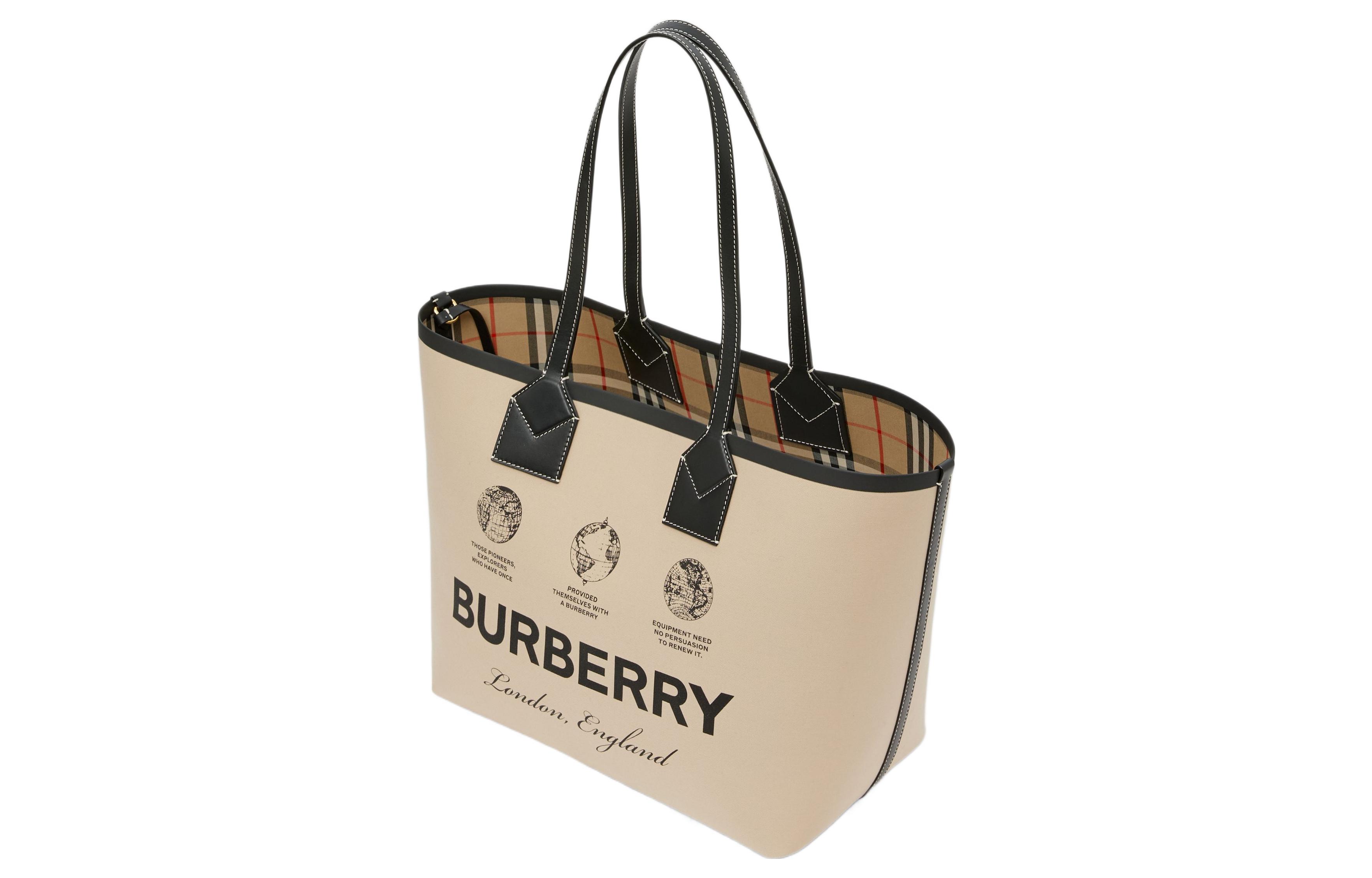 Burberry Хлопковая сумка-тоут среднего размера Лондон — фото 4