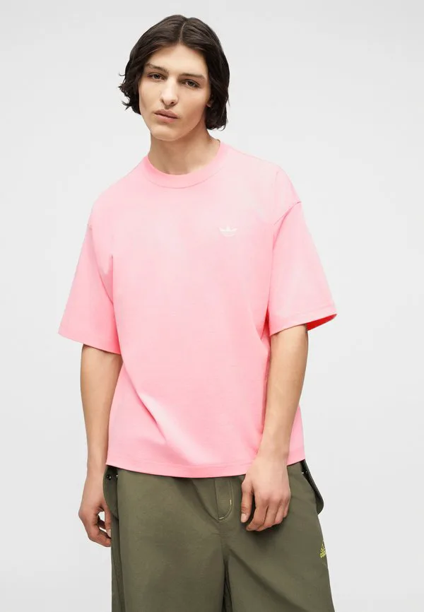 Свободная футболка унисекс, базовая футболка Adidas Originals, Light Pink — фото 4