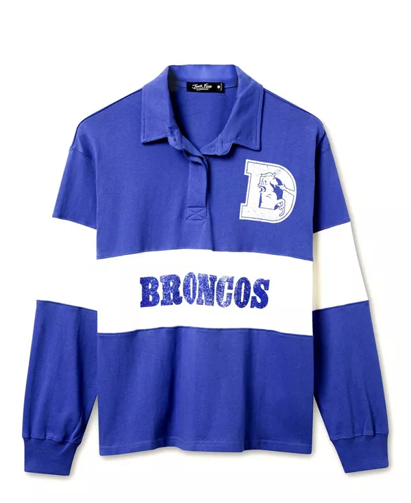 

Женский свитер с длинным рукавом в стиле регби, посвященный НФЛ и команде Denver Broncos. Junk Food Clothing, синий