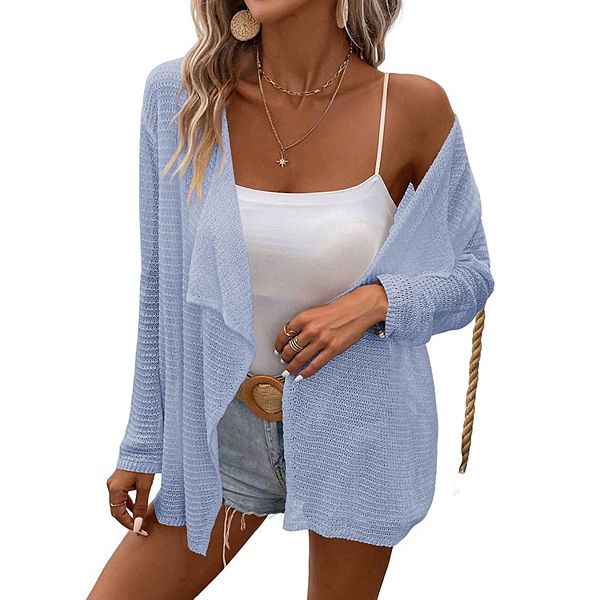 

Женский кардиган с длинным рукавом и открытым передом Seoria, Light Blue