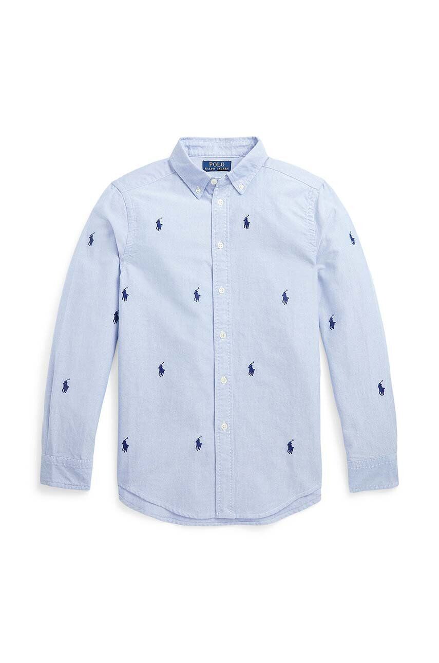

Детская хлопковая рубашка Polo Ralph Lauren, синий