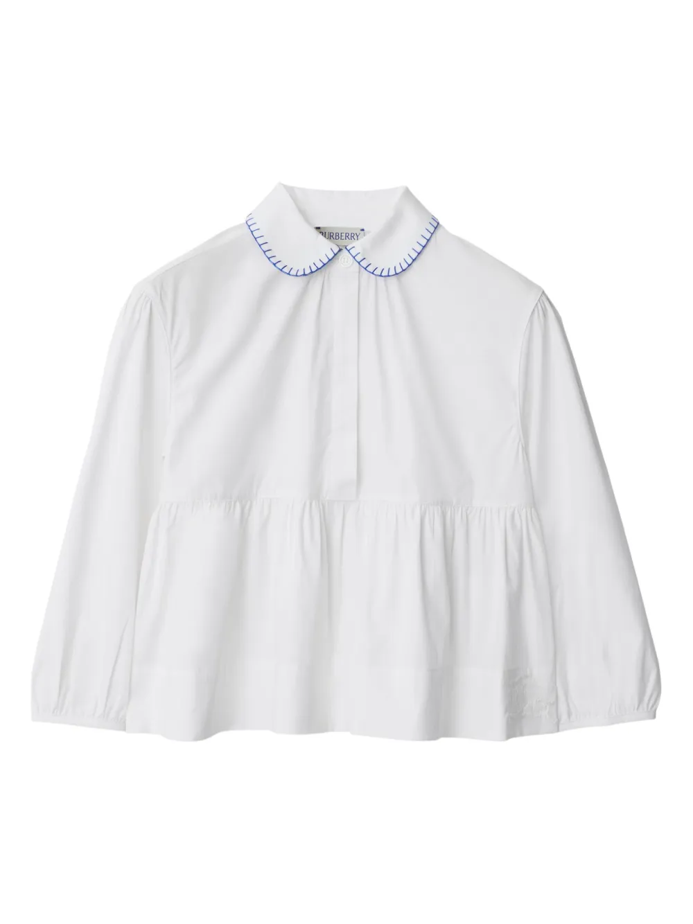 

Блузка с контрастной строчкой и баской BURBERRY KIDS, белый