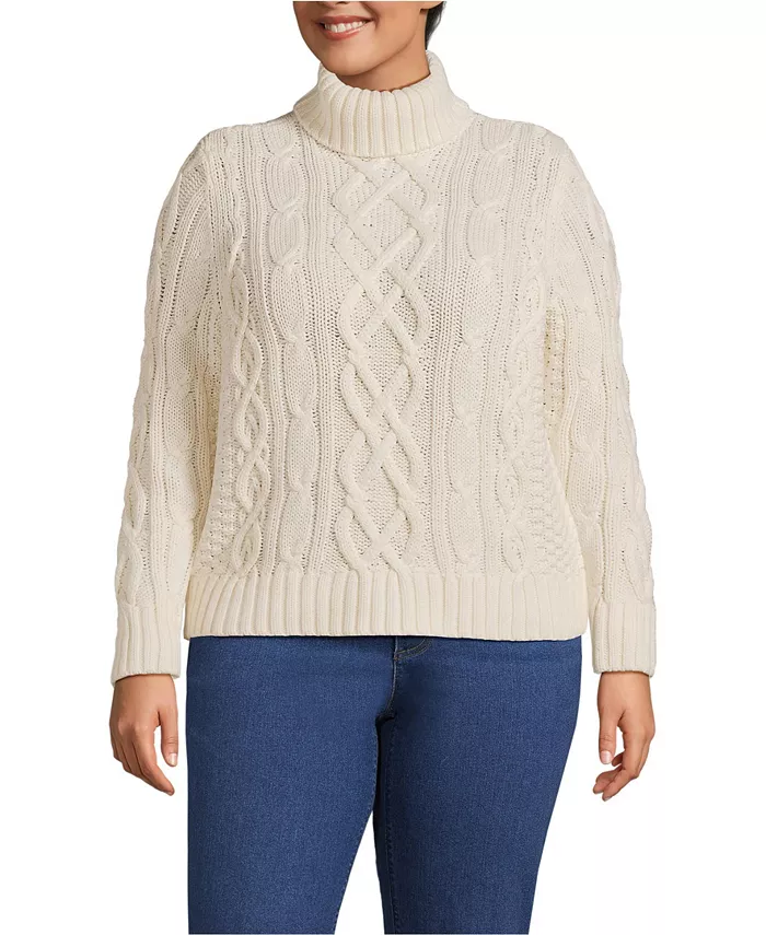 

Водолазка Drifter Cable большого размера Lands' End, белый