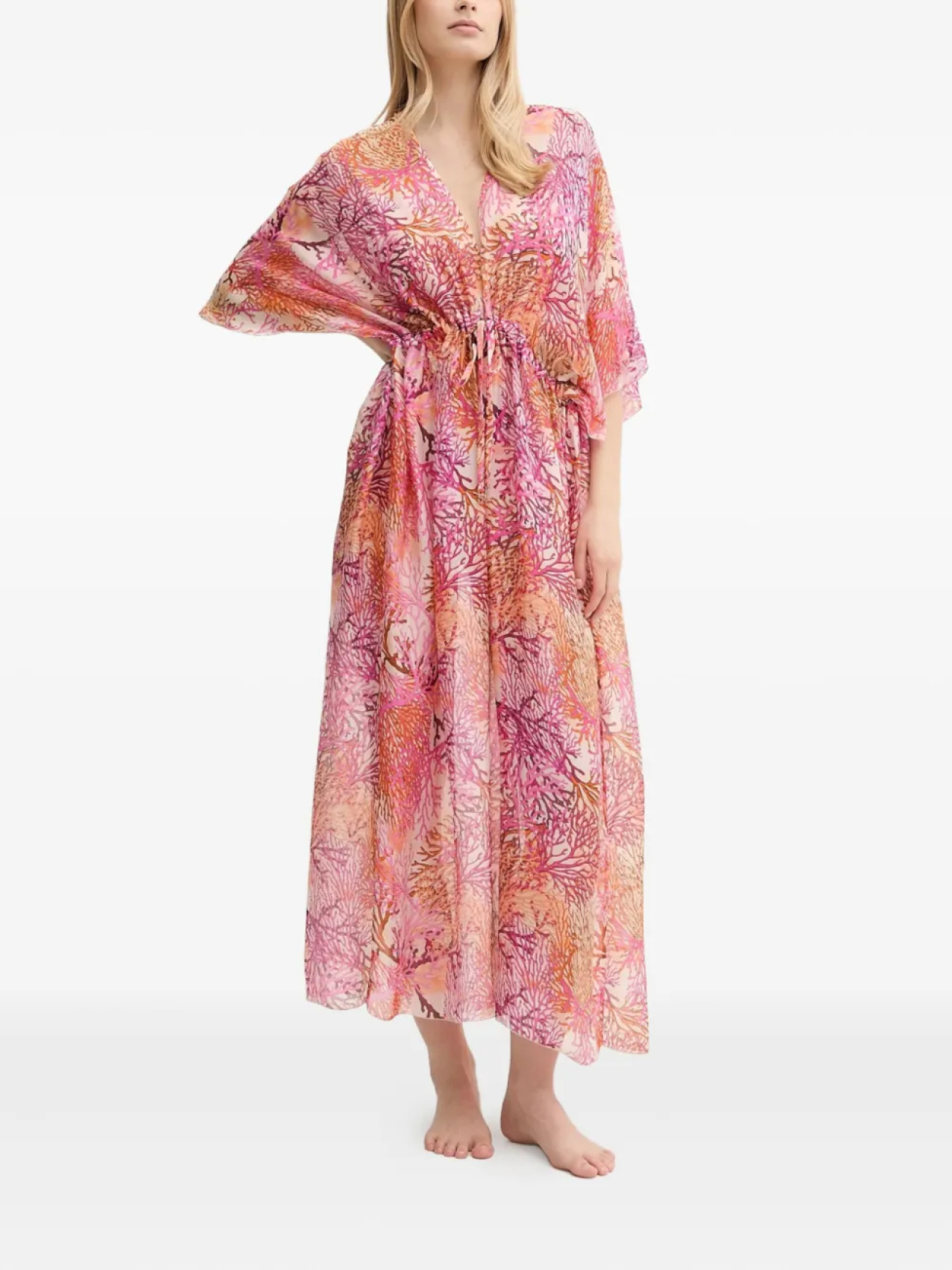 

Накидка GUESS USA coral-print drawstring kaftan, розовый